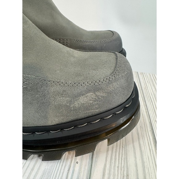Dr.Martens Corran Chelsea Waxy Boots Grey Suede Heeled Platform Lug Sole Wmns 10 - Picture 4 of 12